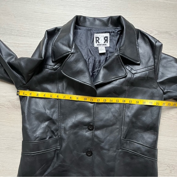 Vintage 90s Y2K Rave 4 Real Black Faux Leather Jacket Large Gothic Grunge Cyber - Picture 14 of 16